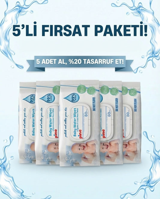 Water Wipes 80'li Islak Mendil 5 Paket